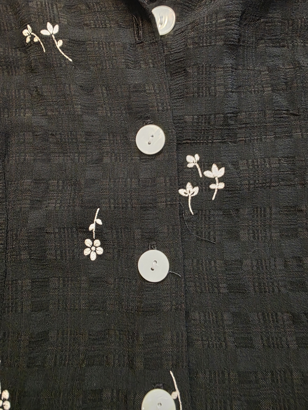 S.L. Fashions Vintage Black Midi Dress with Light White Floral Embroidery - Picture 3 of 5